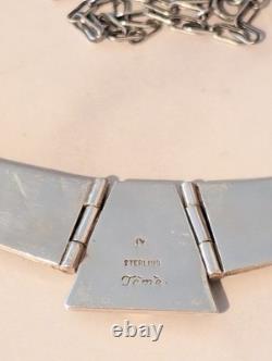 Collier en argent sterling Teme Navajo avec onyx incrusté signé par un Amérindien