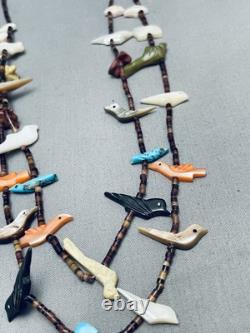 Collier en argent sterling avec fétiche animal vintage Kewa de Santo Domingo