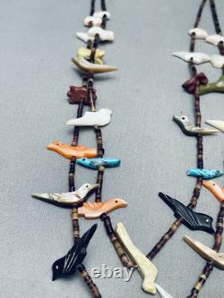 Collier en argent sterling avec fétiche animal vintage Kewa de Santo Domingo