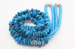 Collier en turquoise Navajo ancien Kewa des années 50 de Santo Domingo, ancien bijou massif