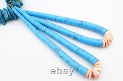 Collier en turquoise Navajo ancien Kewa des années 50 de Santo Domingo, ancien bijou massif