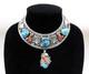 Collier En Turquoise, Corail Et Argent Sterling De W. Dodson, Attr. Navajo Ancien