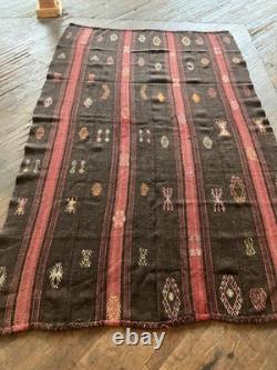 Couverture/Tapis multicolore amérindien tissé à la main fantastique précoce 9'x6