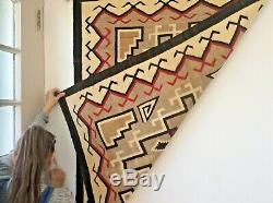 Cristal Navajo Tapis Blanket Native American Old Early