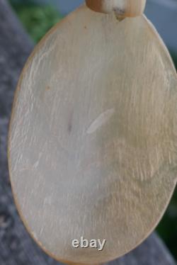 Cuillères en corne cintrée et sculptées des Tlingit du début du 20e siècle avec nacre