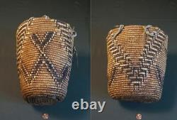 Début 1900 Amérindienne Nw Imbriquée Klickitat Huckleberry Basket Fez Design