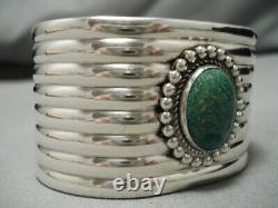 Début 1900 Vintage Navajo Cerrillos Turquoise Sterling Silver Cuff Bracelet
