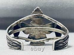 Début 1900 Vintage Zuni Turquoise Sterling Bracelet En Argent Vieux