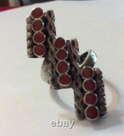 Début 1920-30 Vintage Native American Navajo Ring Carnelian And Silver