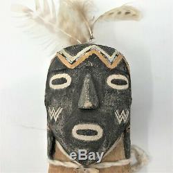 Début À La Main En Bois Sculpté Vintage Motif Main Amérindien Hopi Kachina