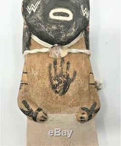 Début À La Main En Bois Sculpté Vintage Motif Main Amérindien Hopi Kachina