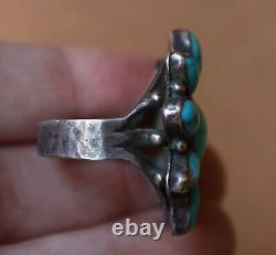 Début De Zuni Turquoise & Silver Cluster Ring-native American-1940-leekya Deyuse