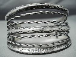 Début Des Années 1900 En Argent Sterling Navajo Vintage Coil Bracelet Vieux