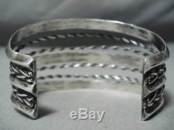 Début Des Années 1900 En Argent Sterling Navajo Vintage Coil Bracelet Vieux