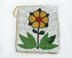 Début Des Années 1900 Native American Floral Beaded Bag Plateau Tribe (colville)