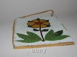 Début Des Années 1900 Native American Floral Beaded Bag Plateau Tribe (colville)