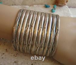 Début Des Années 1900 Navajo Wide Hand Wrought Silver Ingot Cuff Bracelet 60,8 Grammes