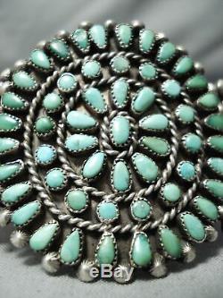 Début Des Années 1900 Vintage Navajo Cerrillos Turquoise Bracelet En Argent Sterling Vieux