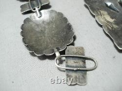 Début Des Années 1900 Vintage Navajo Main Outillé Sterling Silver Repoussed Concho Belt
