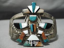 Début Des Années 1900 Vintage Zuni Turquoise Bracelet En Argent Sterling Vieux