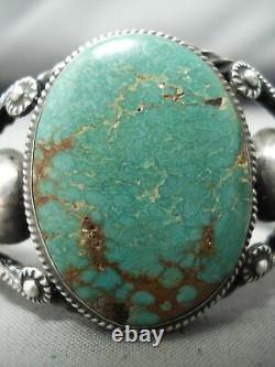Début Énorme Vintage Navajo Royston Turquoise Enroulé Bracelet En Argent Sterling