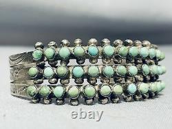 Début Vintage 1930's/40's Navajo Cerrillos Turquoise Bracelet En Argent Sterling