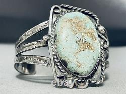 Début Vintage Navajo #8 Turquoise Sterling Bracelet En Argent Cuff