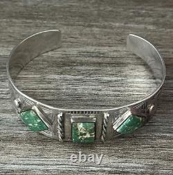 Début de l'ère Fred Harvey Bracelet en argent Turquoise verte fait main/estampillé 31,9g