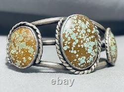 Dépôt anticipé équivaut à rare! Bracelet en argent sterling turquoise Navajo vintage n ° 8