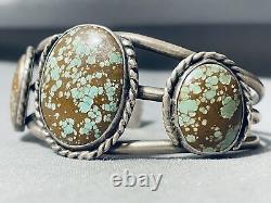 Dépôt anticipé équivaut à rare! Bracelet en argent sterling turquoise Navajo vintage n ° 8