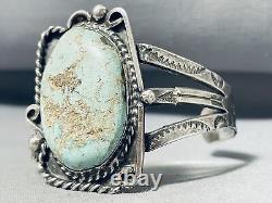 Dépôt anticipé turquoise! Bracelet vintage Navajo en argent sterling n°8