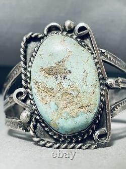 Dépôt anticipé turquoise! Bracelet vintage Navajo en argent sterling n°8