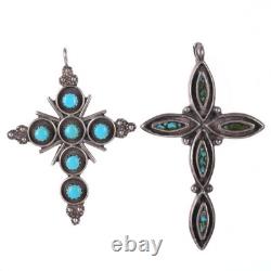 Dishta Zuni et autre pendentif croix en argent sterling amérindien