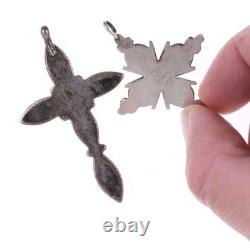Dishta Zuni et autre pendentif croix en argent sterling amérindien