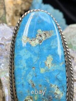 ÉNORME! Bague en argent sterling et turquoise bleue de Navajo Mark Chee, 30,4g