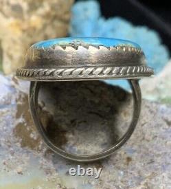 ÉNORME! Bague en argent sterling et turquoise bleue de Navajo Mark Chee, 30,4g