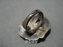 Early Blue Wind Turquoise Vintage Navajo Sterling Silver Ring Old