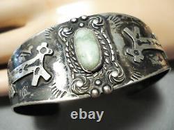 Early Carico Lake Turquoise Vintage Navajo Argent Sterling Bracelet Vieux