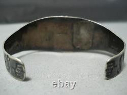 Early Carico Lake Turquoise Vintage Navajo Argent Sterling Bracelet Vieux
