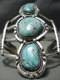 Early Carling Turquoise Towerinv Vintage Bracelet En Argent Sterling Navajo