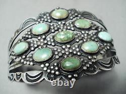 Early Coin Silver Vintage Navajo Cerrillos Turquoise Bracelet Vieux