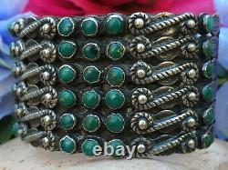 Early Fred Harvey Era Native American Navajo Green Turquoise Cuff Bracelet Wow