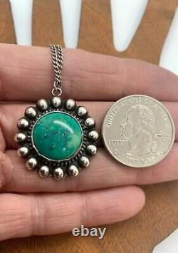 Early Fred Harvey Southwestern Navajo Sterling Silver Green Turquoise Collier