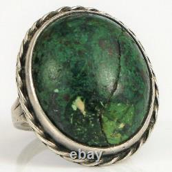 Early Fred Harvey Sterling Silver Navajo Native American Green Turquoise Ring S4