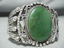 Early Huge Vintage Navajo Cerrillos Turquoise Sterling Silver Bracelet