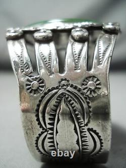 Early Huge Vintage Navajo Cerrillos Turquoise Sterling Silver Bracelet