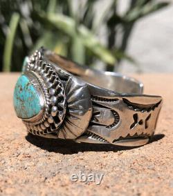 Early Museum Navajo Numéro Naturel De Haute Qualité 8 #8 Bracelet De Cuff En Argent Estampé