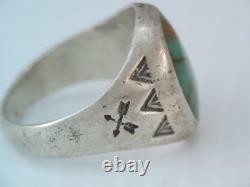 Early Native American Indian Bell Sterling Turquoise Ring Signe