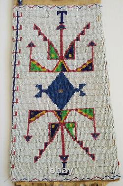 Early Native American Lakota Sioux Old Beaded Fringed Long Indian Peace Pipe Bag