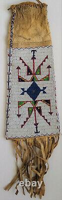 Early Native American Lakota Sioux Old Beaded Fringed Long Indian Peace Pipe Bag